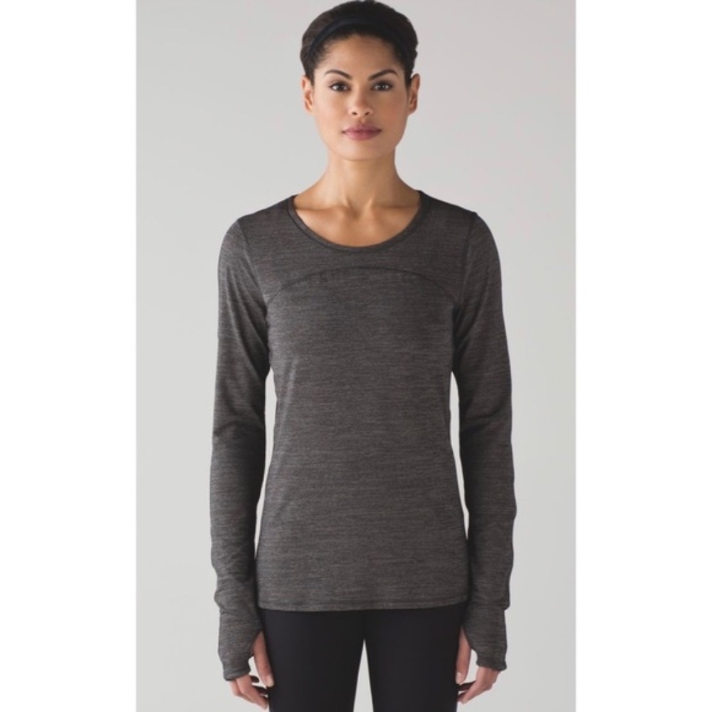 Lululemon On Track Long Sleeve in Heathered Black